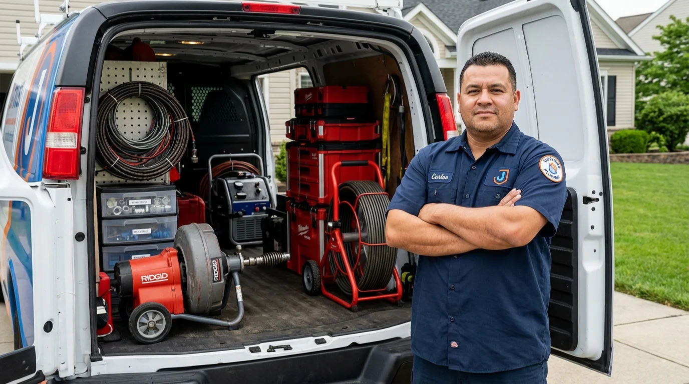 Professional drain cleaning equipment and Johns Plumbing LLC plumber in Gardner