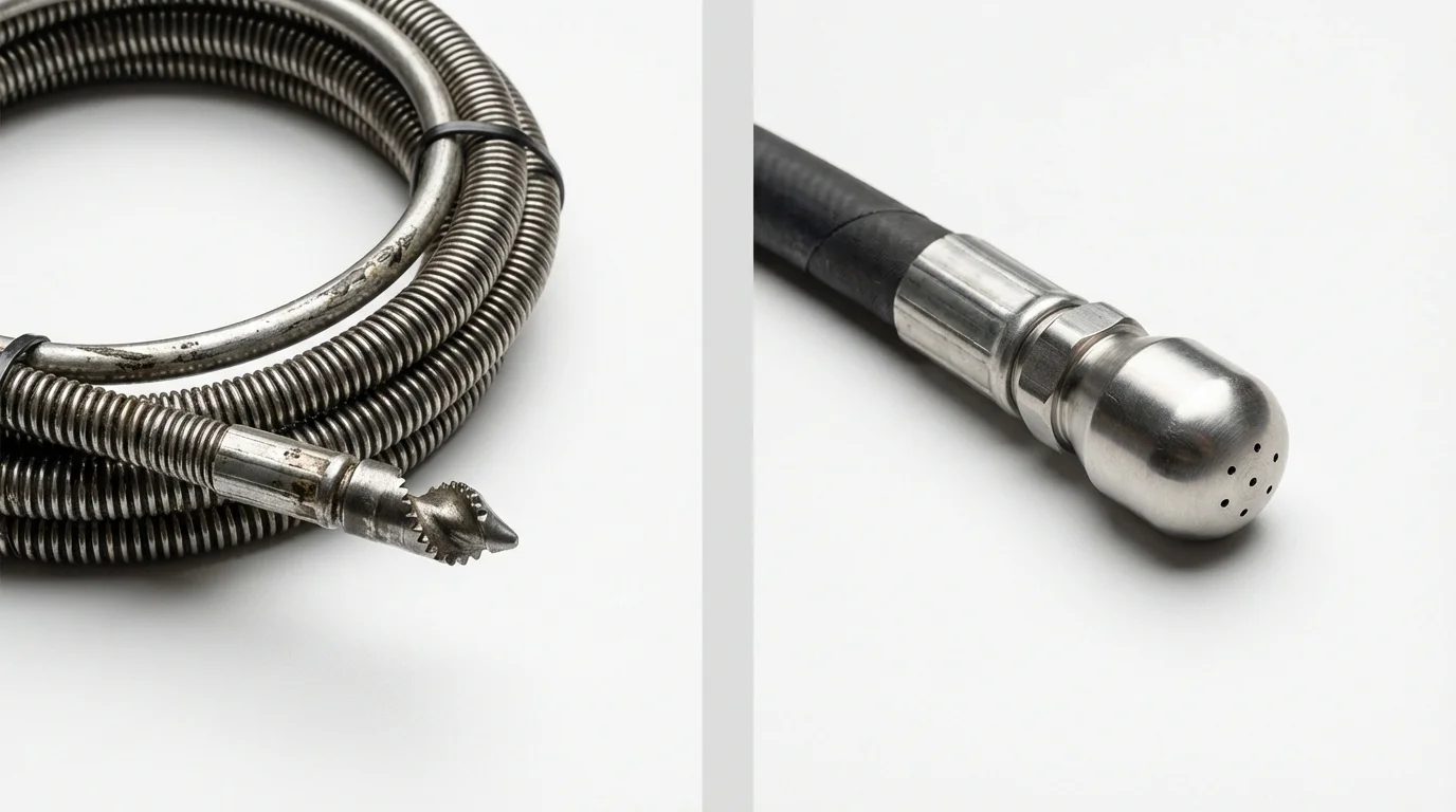 Drain snake cable and hydro jetting nozzle used for drain cleaning in Gardner, IL