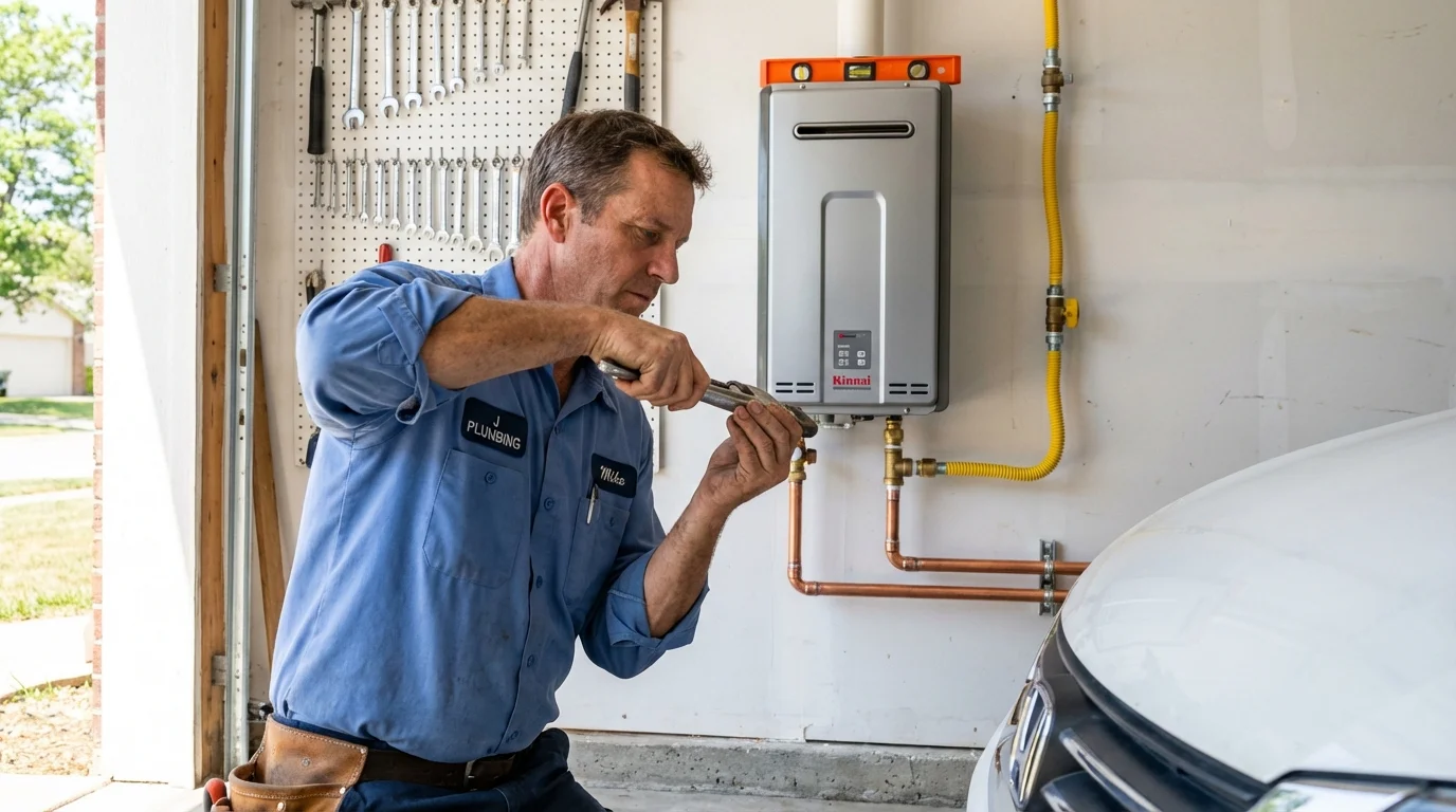 Tankless water heater installation by a Johns Plumbing LLC plumber in Gardner